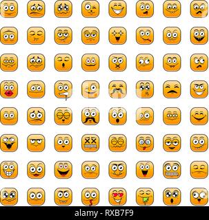 Felice symbol set grandi emozioni icone, illustrazione vettoriale Illustrazione Vettoriale