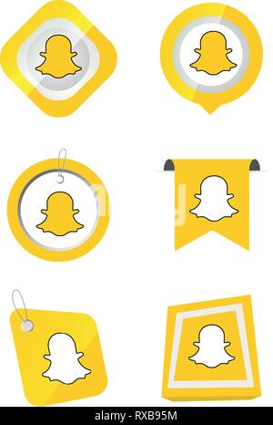 Snapchat Snap Social media set di icone vettore Logo sfondo di Illustrator, media, icona, snapchat, facebook instagram, twitter whatsapp, impostare, rete Illustrazione Vettoriale