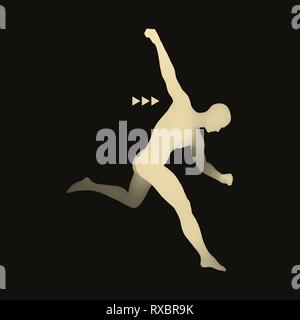 Giocatore di calcio. Il concetto di sport. Modello 3D dell'uomo. Il corpo umano. Sport simbolo. Elemento di design. Illustrazione Vettoriale. Illustrazione Vettoriale