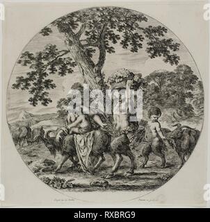 Il satiro famiglia a piedi. Stefano della Bella; Italiano, 1610-1664. Data: 1657. Dimensioni: 221 x 222 mm (piastra); 229 x 230 mm (foglio). Attacco sulla crema di latte di cui la carta. Origine: Italia. Museo: Chicago Art Institute. Foto Stock