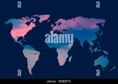 Circa delineato mappa del mondo come global business concetti Foto Stock