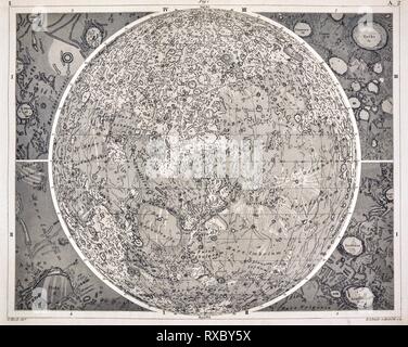 1849 Bilder Astronomia Stampa della superficie della Luna e i suoi crateri Foto Stock