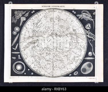 1849 Bilder Astronomia stella mappa delle costellazioni del cielo australe Foto Stock