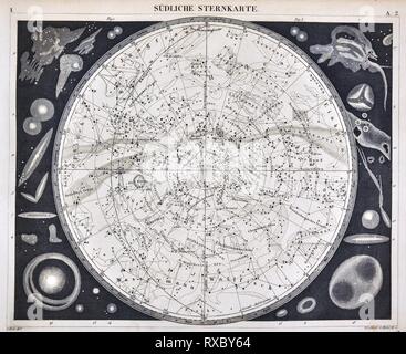 1849 Bilder Astronomia stella mappa delle costellazioni del cielo australe Foto Stock