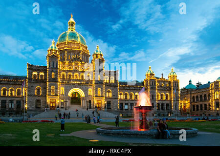 BC gli edifici del Parlamento europeo (legislatura), downtown Victoria, BC, Canada Foto Stock