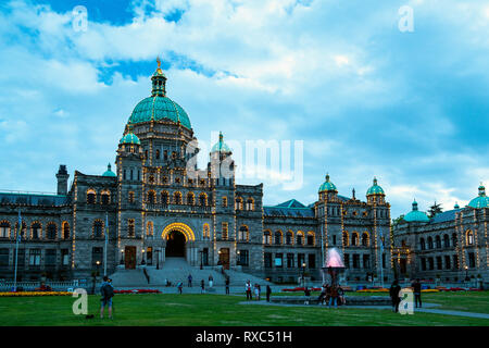 BC gli edifici del Parlamento europeo (legislatura), downtown Victoria, BC, Canada Foto Stock