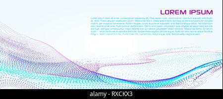 Abstract sfondo vettoriale con particelle punteggiata progettato per onda in colore blu su bianco Illustrazione Vettoriale