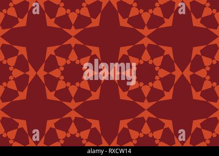 Senza cuciture, sfondo astratto modello realizzato con forme geometriche in fiore astrazione. Vettore Decorativa Arte in rosso e arancione. Illustrazione Vettoriale