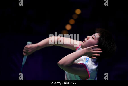 Arena Birmingham, Birmingham, Regno Unito. 9 Mar, 2019. Overgrip Yonex tutti Inghilterra aprire Badminton campionati, giorno 4; womens singles match, TAI Tzu Ying di Taipei cinese contro Akane YAMAGUCHI di Giappone; Akane YAMAGUCHI di Japan Credit: Azione Plus sport/Alamy Live News Foto Stock