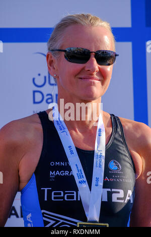 Abu Dhabi, negli Emirati Arabi Uniti. 09 marzo, 2019. - Abu Dhabi, Emirati arabi uniti: ultimo giorno del mondo Daman Triathlon e cerimonia di premiazione di Abu Dhabi. Credito: Fahd Khan/Alamy Live News Foto Stock