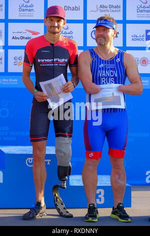 Abu Dhabi, negli Emirati Arabi Uniti. 09 marzo, 2019. - Abu Dhabi, Emirati arabi uniti: ultimo giorno del mondo Daman Triathlon e cerimonia di premiazione di Abu Dhabi. Credito: Fahd Khan/Alamy Live News Foto Stock