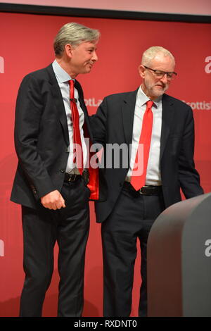 Dundee, Regno Unito. 9 Mar, 2019. Scottish leader laburista, Richard Leonard MSP offre la sua nota fondamentale discorso alla conferenza di Caird Hall, Dundee. Credito: Colin Fisher/Alamy Live News Foto Stock