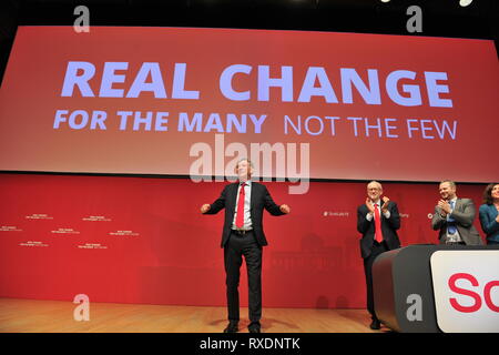 Dundee, Regno Unito. 9 Mar, 2019. Scottish leader laburista, Richard Leonard MSP offre la sua nota fondamentale discorso alla conferenza di Caird Hall, Dundee. Credito: Colin Fisher/Alamy Live News Foto Stock