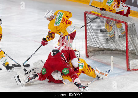 Losanna, Svizzera. 9 marzo, 2019. LNA svizzera di hockey su ghiaccio HC LOSANNA VS SCL Tigers- Lausanne Hc Vs HC SCL Tigers a Vaudoise Arena, Losanna (Play-off Quarti di Finale atto I), 09-03-2019. Credito: Eric Dubost/Alamy Live News Foto Stock