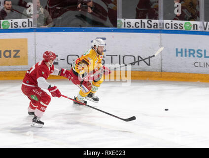 Losanna, Svizzera. 9 marzo, 2019. LNA svizzera di hockey su ghiaccio HC LOSANNA VS SCL Tigers- Lausanne Hc Vs HC SCL Tigers a Vaudoise Arena, Losanna (Play-off Quarti di Finale atto I), 09-03-2019. Credito: Eric Dubost/Alamy Live News Foto Stock