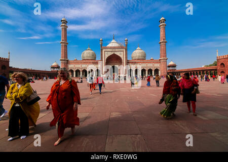 Giorno di viaggio tp Jama Masjid, la Vecchia Delhi, India Foto Stock