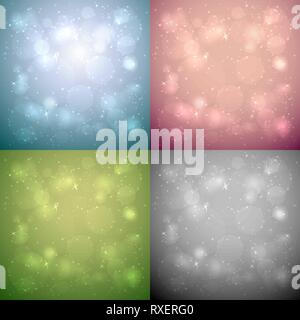 Set di vettore di bella abstract bokeh sfondi con copia spazio. Incredibili sfondi sfocati per le vacanze di Natale e disegni. Illustrazione Vettoriale