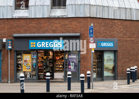 Greggs bakery shop front Foto Stock