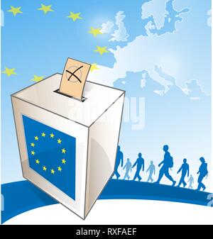 Illustrazione di un urna di fronte la mappa europea.vrctor illustrazione Illustrazione Vettoriale
