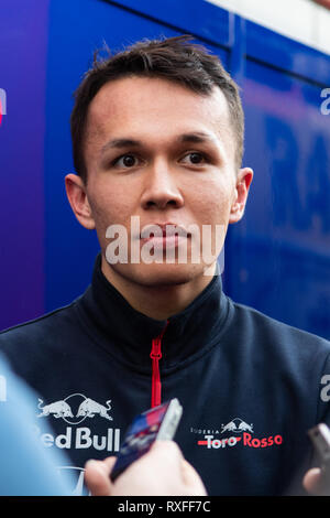 Barcellona, Spagna. 26 Febbraio 2019 - Alexander Albon della Thailandia con 23 Scuderia Toro Rosso STR14 Honda ritratto il giorno 5 di F1 test invernali. Foto Stock