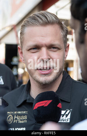 Barcellona, Spagna. 28 Febbraio 2019 - Kevin Magnussen della Danimarca con 20 Haas F1 Team VF-19 Ferrari ritratto il giorno 7 di F1 Test invernali. Foto Stock