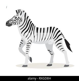 Animali africani, carino divertente icona zebra isolati su sfondo bianco, vettore Illustrazione Vettoriale