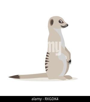 African animale selvatico, carino suricate, icona di meerkat isolati su sfondo bianco, vettore Illustrazione Vettoriale