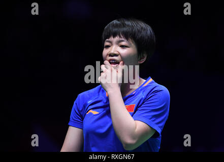 Birmingham, Regno Unito. 9 Mar, 2019. Overgrip Yonex tutti Inghilterra aprire Badminton campionati, giorno 4; womens raddoppia corrispondono, Yuki FUKUSHIMA e Sayaka HIROTA del Giappone contro CHEN Qingchen e JIA Yifan della Cina, Chen Qingchen della Cina Credito: Azione Sport Plus/Alamy Live News Foto Stock