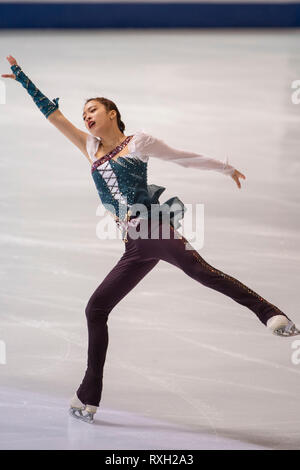 Zagabria, Croazia. Il 9 marzo 2019. Voi giovani di Corea durante il ISU Junior World Figure Skating Championships 2019, Junior Ladies pattinaggio gratuito al Dom Sportova Zagreb, Croazia, il 9 marzo 2019. (Foto di Enrico Calderoni/AFLO SPORT) Foto Stock