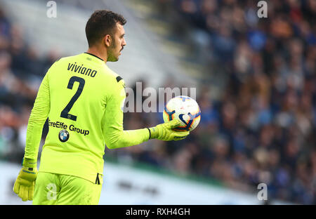 Milano, Italia. 10 mar 2019. Foto Spada/LaPresse 10 Marzo 2019 Milano ( Italia ) sport calcio Inter vs Spal - Campionato di calcio di Serie A TIM 2018/2019 - Stadio San Siro nella foto: viviano Foto Spada/LaPresse marzo 10 , 2019 Milano ( Italia ) sport soccer Inter vs Spal - Italian Football Championship League A TIM 2018/2019 - San Siro in pic: viviano Credito: LaPresse/Alamy Live News Foto Stock
