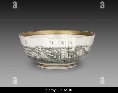 Punch Bowl. Cina, Jiaqing regnare; Cinese, realizzato per il mercato americano. Data: 1784-1794. Dimensioni: 15,2 × 36 cm (6 × 14 3/16 in.). Porcellana. Provenienza: Cina. Museo: Chicago Art Institute. Autore: Chinese Export porcellana. Foto Stock