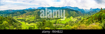 Bellissimo paesaggio panoramico della Valle Cocora nel Salento, Colombia Foto Stock