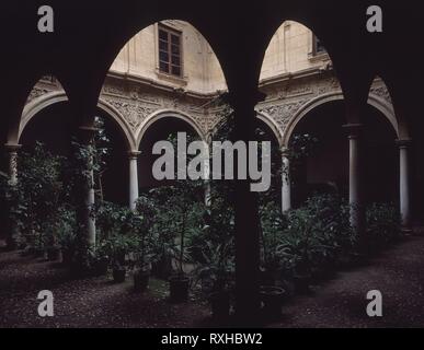 INTERIOR PATIO O CLAUSTRO CON PLANTAS. Posizione: PALACIO DE GUEVARA. Lorca. MURCIA. Spagna. Foto Stock