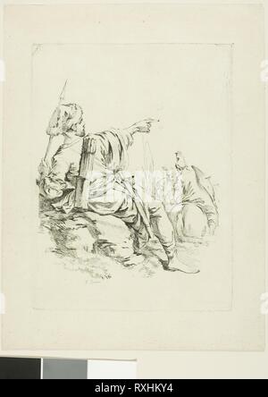 Il guerriero orientale. François Boucher; francese, 1703-1770. Data: 1731. Dimensioni: 236 × 177 mm (immagine/piastra); 307 × 235 mm (foglio). Attacco sulla crema di latte di cui la carta. Provenienza: Francia. Museo: Chicago Art Institute. Autore: Francois Boucher. Foto Stock