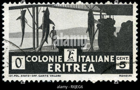 Francobollo dall Africa Orientale Italiana nelle colonie - Eritrea serie emesse nel 1933 Foto Stock