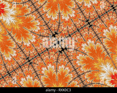 Abstract sfondo frattale. arancio brillante lascia i modelli di scheletro. arte bella Foto Stock