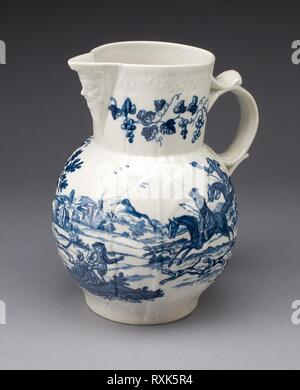 Caraffa. Worcester fabbrica di porcellana; Worcester, Inghilterra, fondata 1751. Data: 1775-1780. Dimensioni: H. 20,6 cm (8 1/8 in.). Soffice pasta di porcellana, underglaze blu. Origine: Worcester. Museo: Chicago Art Institute. Autore: Worcester Royal Società di porcellana. Foto Stock