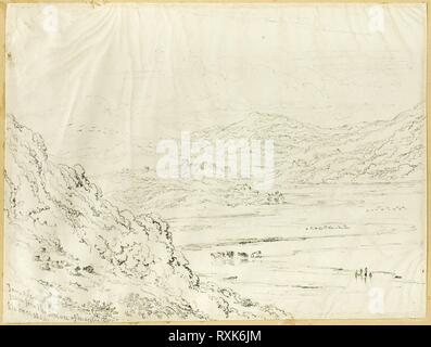 Città e castello di fieno. Joseph Murray Ince; Inglese, 1806-1859. Data: 1844. Dimensioni: 164 × 216 mm. Grafite su avorio carta intessuta, stabilite su tan carta intessuta. Origine: Inghilterra. Museo: Chicago Art Institute. Foto Stock