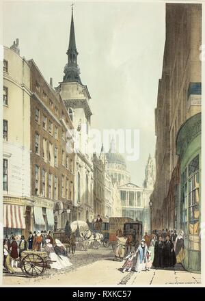San Paolo da Ludgate Hill, la piastra 24 da punti di vista originali di Londra come è. Thomas Shotter Boys (Inglese, 1803-1874); progettata da Charles Ollier (Inglese, 1788-1859). Data: 1842. Dimensioni: 435 × 310 mm. Colorate a mano litografia su carta. Origine: Inghilterra. Museo: Chicago Art Institute. Foto Stock