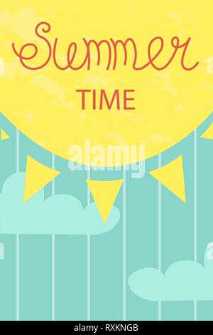 Una luminosa estate card. Biglietto di auguri . Vector design concept per il Summer Party. Illustrazione Vettoriale