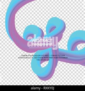 Blue Violet gradient banner. Abstract Wave design elemento con liquido colorato. su sfondo trasparente, illustrazione vettoriale. Alla moda di 3D Design fluido Illustrazione Vettoriale