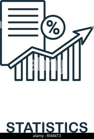 Statistiche sottile di icona di stile di linea. Simbolo da online marketing raccolta di icone. Profilo di icona di statistiche per il web design, applicazioni software, l'utilizzo di stampa Illustrazione Vettoriale