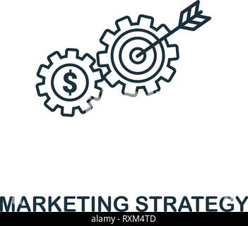 La strategia di marketing icona linea sottile di stile. Simbolo da online marketing raccolta di icone. Delineare la strategia di marketing icona per web design, applicazioni software Illustrazione Vettoriale