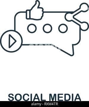 Social Media icona linea sottile di stile. Simbolo da online marketing raccolta di icone. Delineare i social media icona per web design, applicazioni software, la stampa Illustrazione Vettoriale