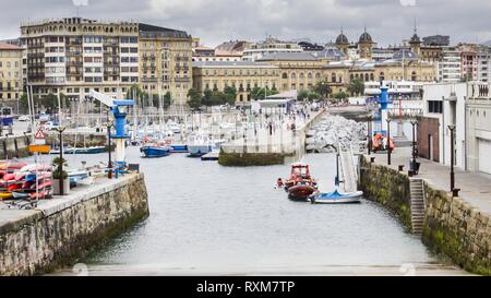 Vecchio hardbour Donostia a San Sebastian Paese Basco in Spagna Foto Stock