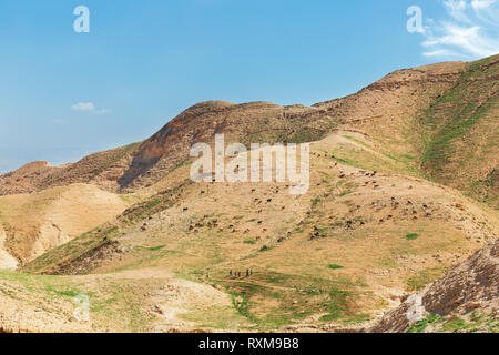 Panorama del deserto della Giudea in primavera in Israele Foto Stock