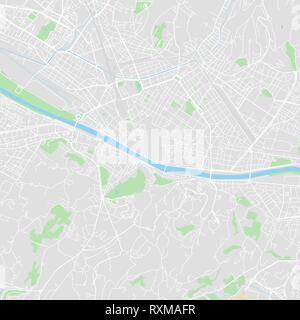 Downtown mappa vettoriale di Firenze, Italia. Questa mappa stampabile di Firenze contiene linee classiche e forme colorate per terra di massa, parchi, acqua, un importante Illustrazione Vettoriale