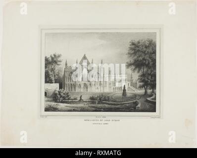 La residenza di Lord Byron. Rembrandt Peale; American, 1778-1860. Data: 1826. Dimensioni: 160 x 224 mm (nell'immagine); 192 x 252 mm (lombata); 295 x 390 mm (foglio). Litografia su carta velina avorio chine stabilite su off-white carta intessuta. Origine: Stati Uniti. Museo: Chicago Art Institute. Foto Stock