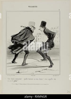 "Undici gradi centigradi! Guarda come ti fa guardare! E questo è chiamato l'anno di grazia!", piastra 1 da Vulgarités. Honoré Daumier Victorin; francese, 1808-1879. Data: 1841. Dimensioni: 221 × 188 mm (nell'immagine); 328 × 247 mm (foglio). Litografia in nero su carta bianca di qualità della carta. Provenienza: Francia. Museo: Chicago Art Institute. Autore: Honoré-Victorin Daumier. Foto Stock