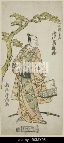 L'attore Ichikawa Komazo I come Kawazu Saburo nel giocare a 'Kaido Ichi Izu no Harugoma,' eseguita presso il Teatro Nakamura nel primo mese, 1766. Torii Kiyomitsu I; Giapponese, 1735-1785. Data: 1766. Dimensioni: 12 1/4 x 5 1/2 in. Colore stampa woodblock; hosoban, benizuri-e. Provenienza: Giappone. Museo: Chicago Art Institute. Foto Stock